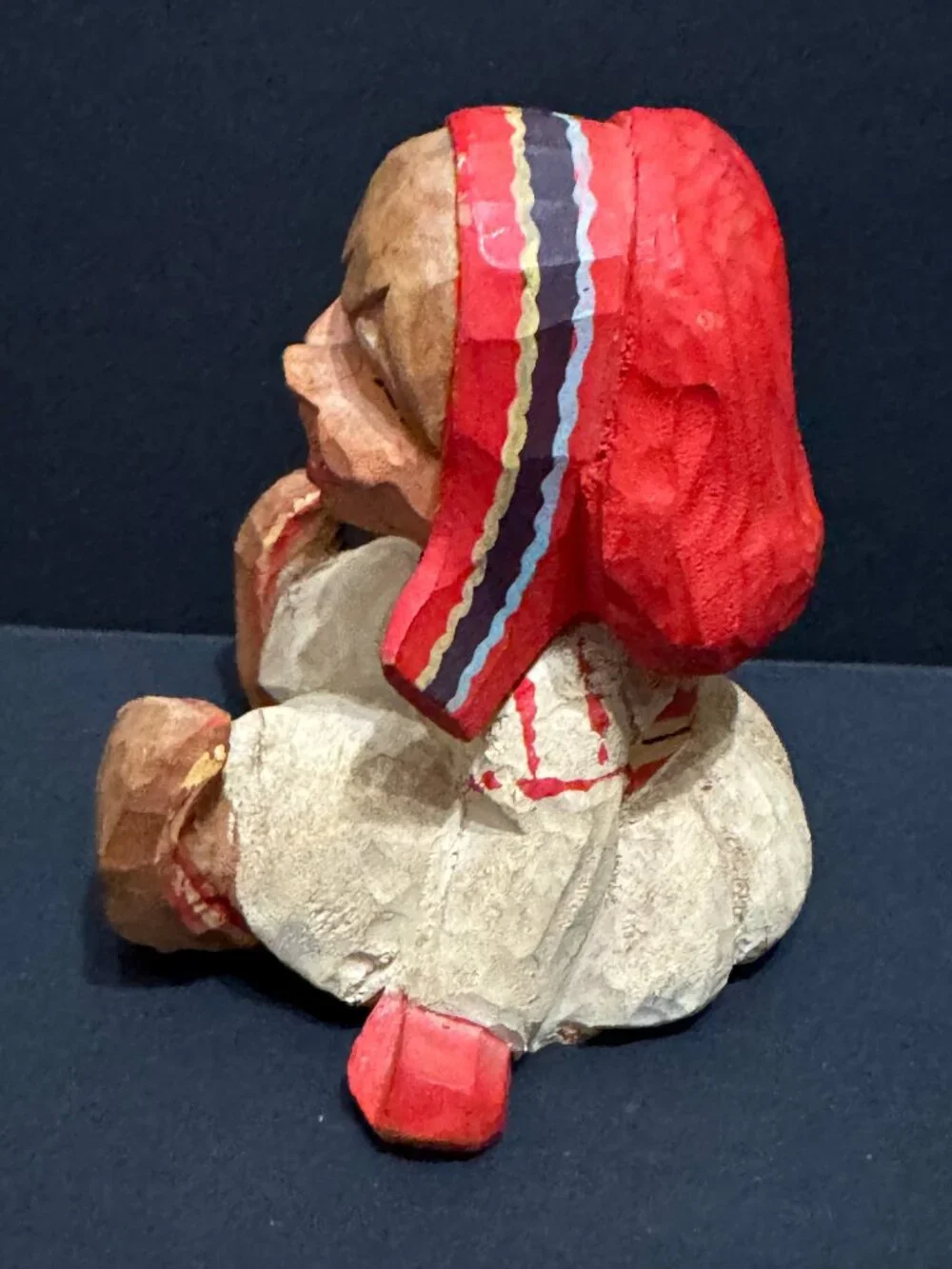 Henning Norway Hand Carved Wood Folk Art Sámi Girl Figurine, Vintage Circa 1970s